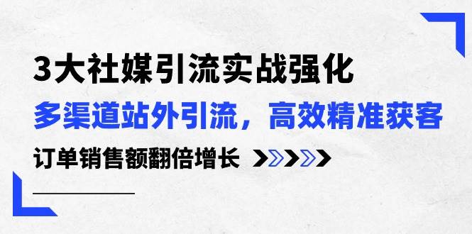 3大社媒引流实操强化，多渠道站外引流/高效精准获客/订单销售额翻倍增长-千图副业网