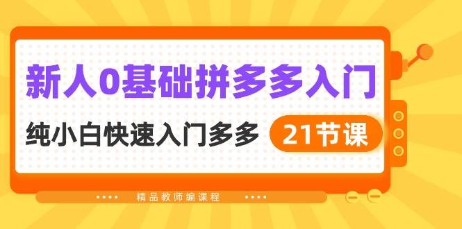 新人0基础拼多多入门，纯小白快速入门多多（21节课）-千图副业网