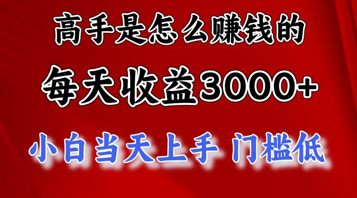 高手是怎么赚钱的，一天收益3000+ 这是穷人逆风翻盘的一个项目，非常稳…-千图副业网