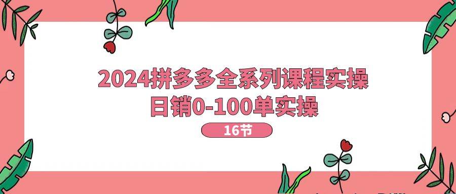 2024拼多多全系列课程实操，日销0-100单实操【16节课】-千图副业网