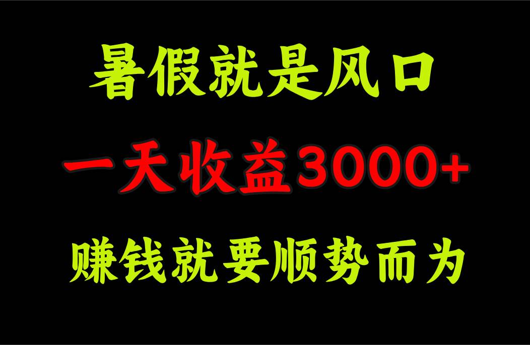 一天收益3000+ 赚钱就是顺势而为，暑假就是风口-千图副业网