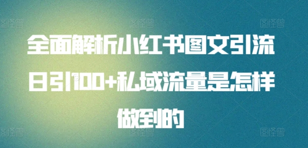 全面解析小红书图文引流日引100私域流量是怎样做到的-千图副业网