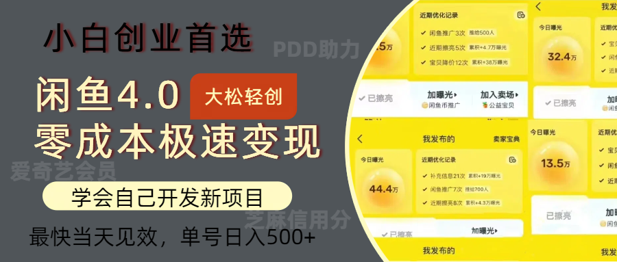 闲鱼0成本极速变现项目，多种变现方式，单号日入500+最新玩法-千图副业网