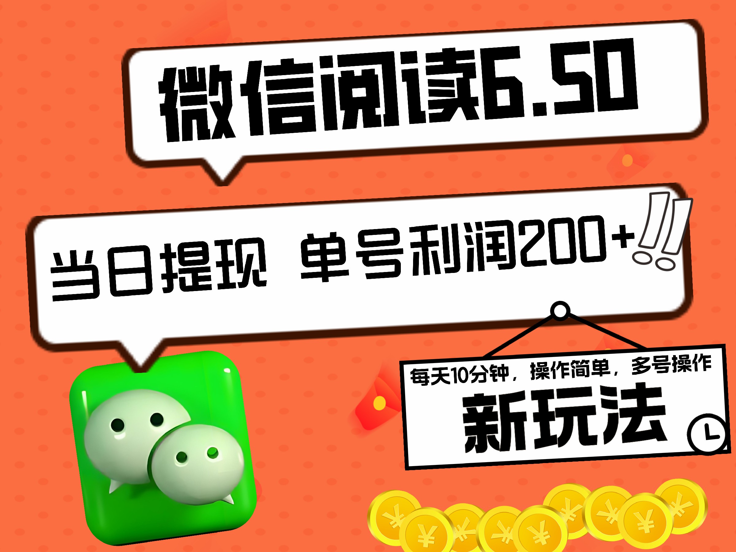 2024最新微信阅读6.50新玩法，5-10分钟 日利润200+，0成本当日提现，可矩阵多号操作-千图副业网