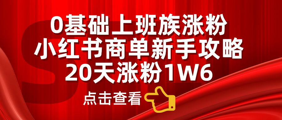 0基础上班族涨粉，小红书商单新手攻略，20天涨粉1.6w-千图副业网