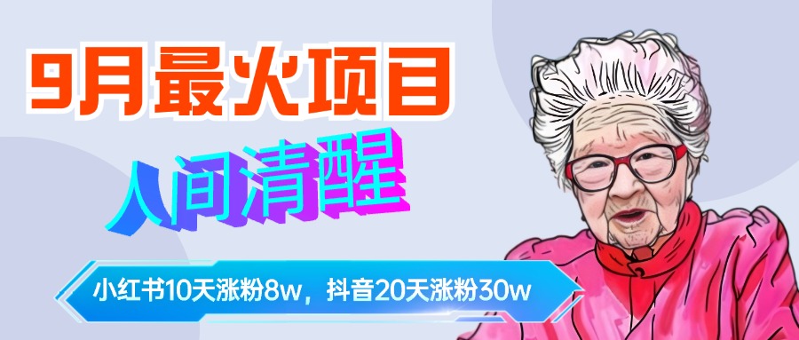 9月最火项目，人间清醒柒奶奶，10天小红薯涨粉8w+，单篇笔记报价1400.-千图副业网