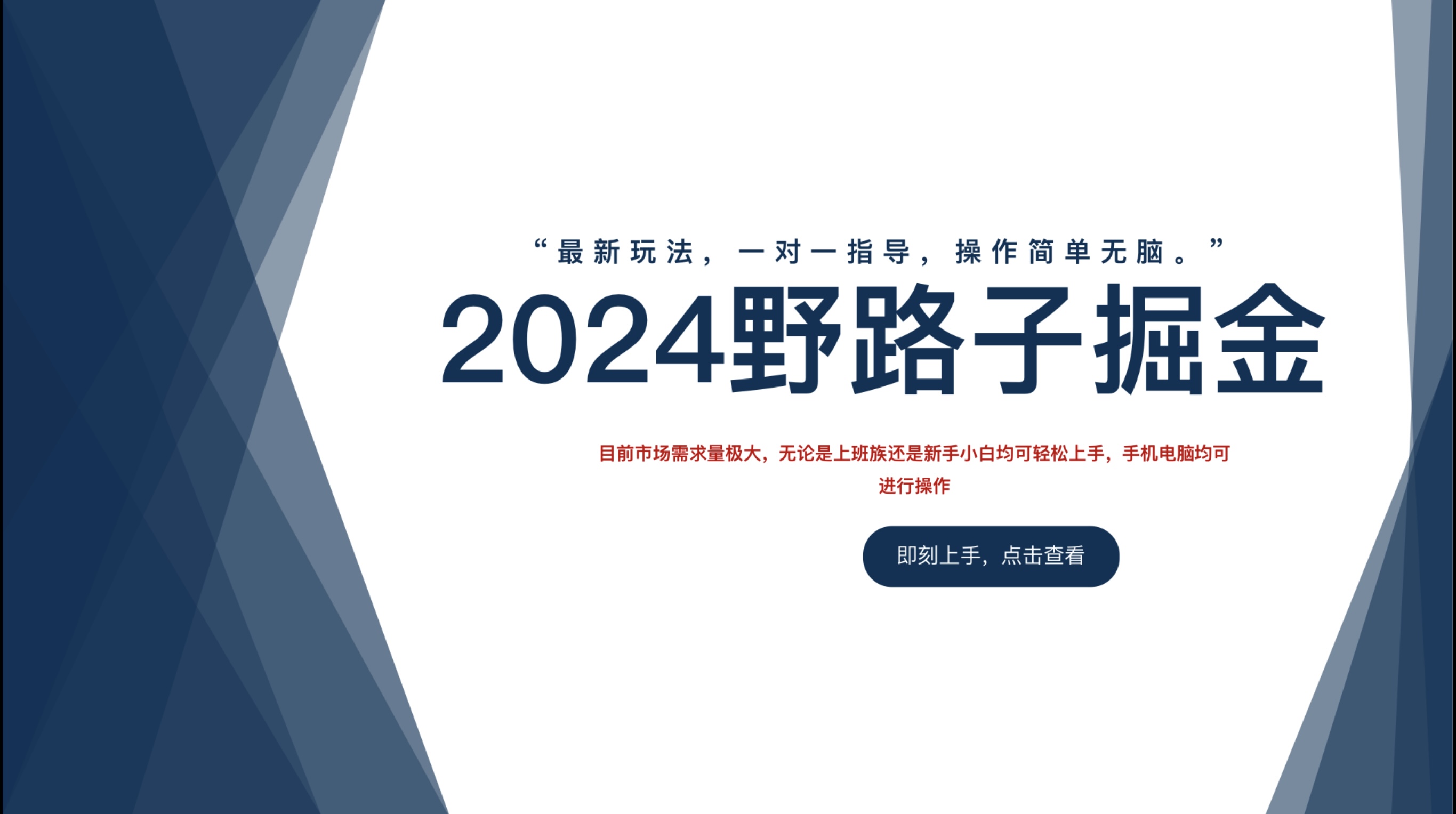 2024野路子掘金，最新玩 法， 一对一指导，操作简单无脑。-千图副业网