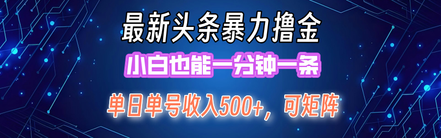 最新头条撸金，小白也能一分钟一条-千图副业网