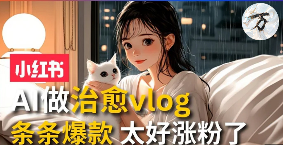 AI治愈系vlog动画视频，小红书7天 涨粉破千，商单报价1500+，0成本制作，日入2000+，有手就会 -千图副业网