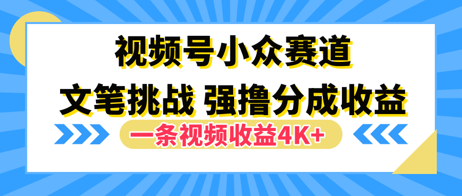 视频号小众赛道，文笔挑战，一条视频收益4K+-千图副业网