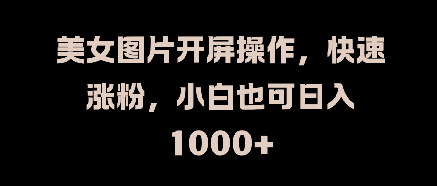 美女图片开屏操作，快速涨粉，小白也可日入1000+-千图副业网