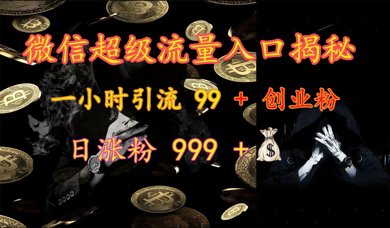 微信超级流量入口揭秘：一小时引流 99 + 创业粉，日涨粉 999 +【揭秘】-千图副业网