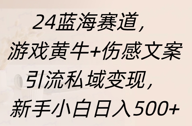 24蓝海赛道，游戏黄牛+伤感文案引流私域变现，新手日入500+-千图副业网