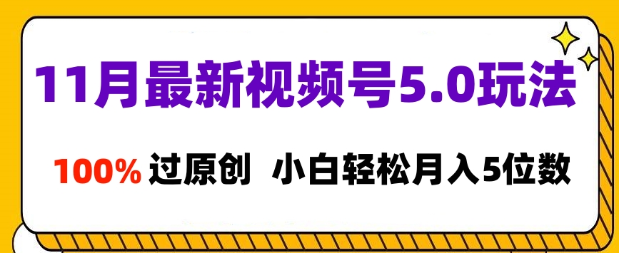 11月最新视频号5.0玩法，100%过原创，小白轻松月入5位数-千图副业网