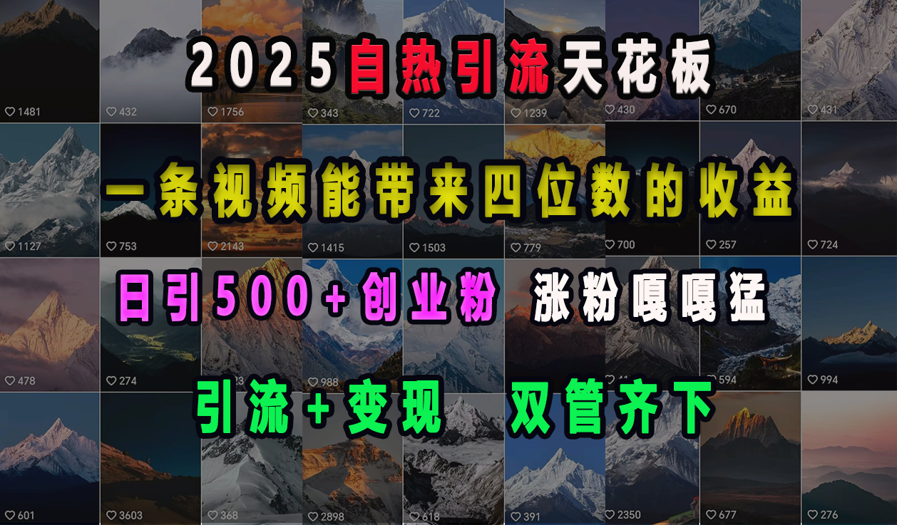 2025自热引流天花板，一条视频能带来四位数的收益，引流+变现双管齐下，日引500+创业粉，涨粉嘎嘎猛-千图副业网