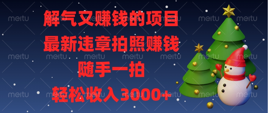 最新违章拍照赚钱，随手一拍，解气又赚钱的项目，轻松收入3000+-千图副业网