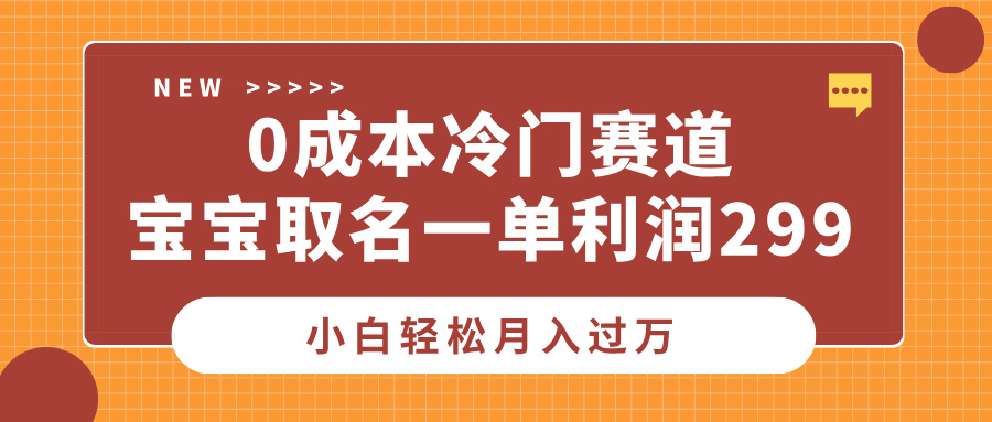 0成本冷门赛道，宝宝取名一单利润299，小白轻松月入过万-千图副业网