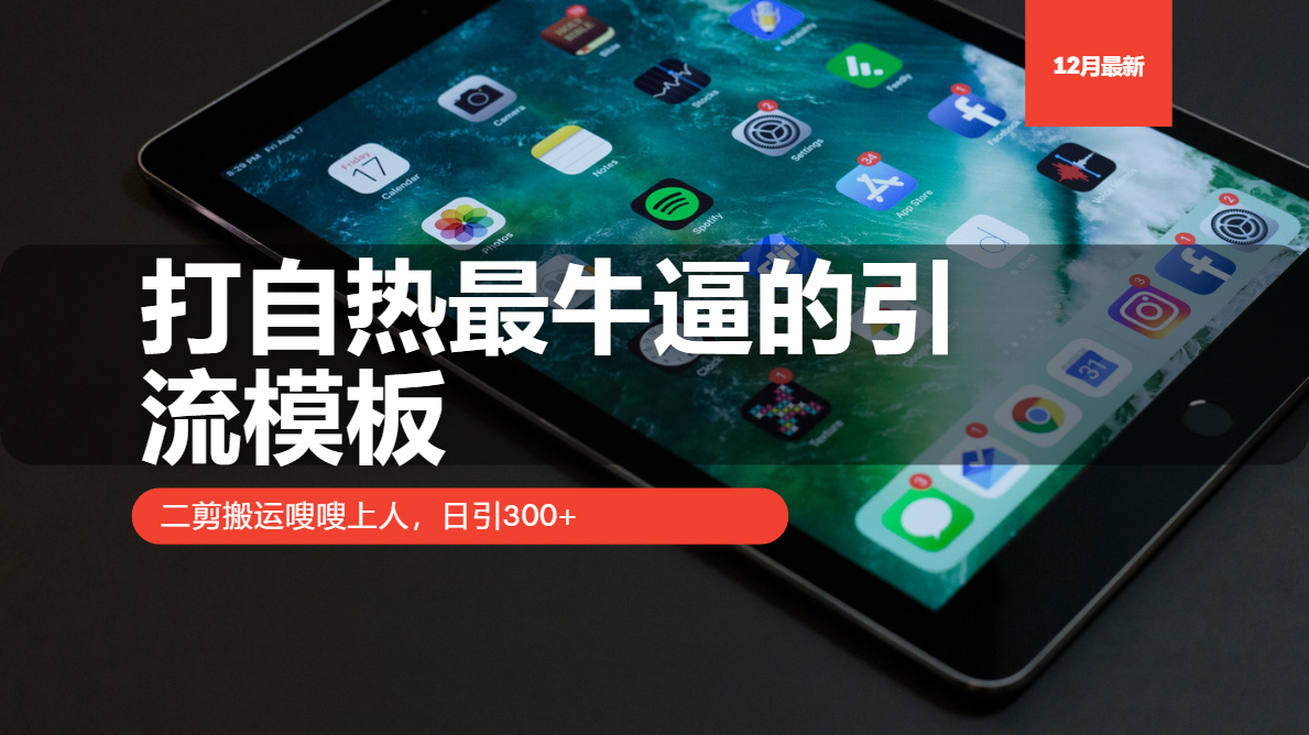 打自热最牛逼的引流模板，日引300+，二剪搬运嗖嗖上人-千图副业网