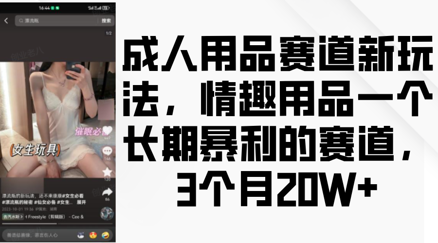 情趣用品一个长期暴利的赛道，成人用品赛道新玩法，3个月20W+-千图副业网