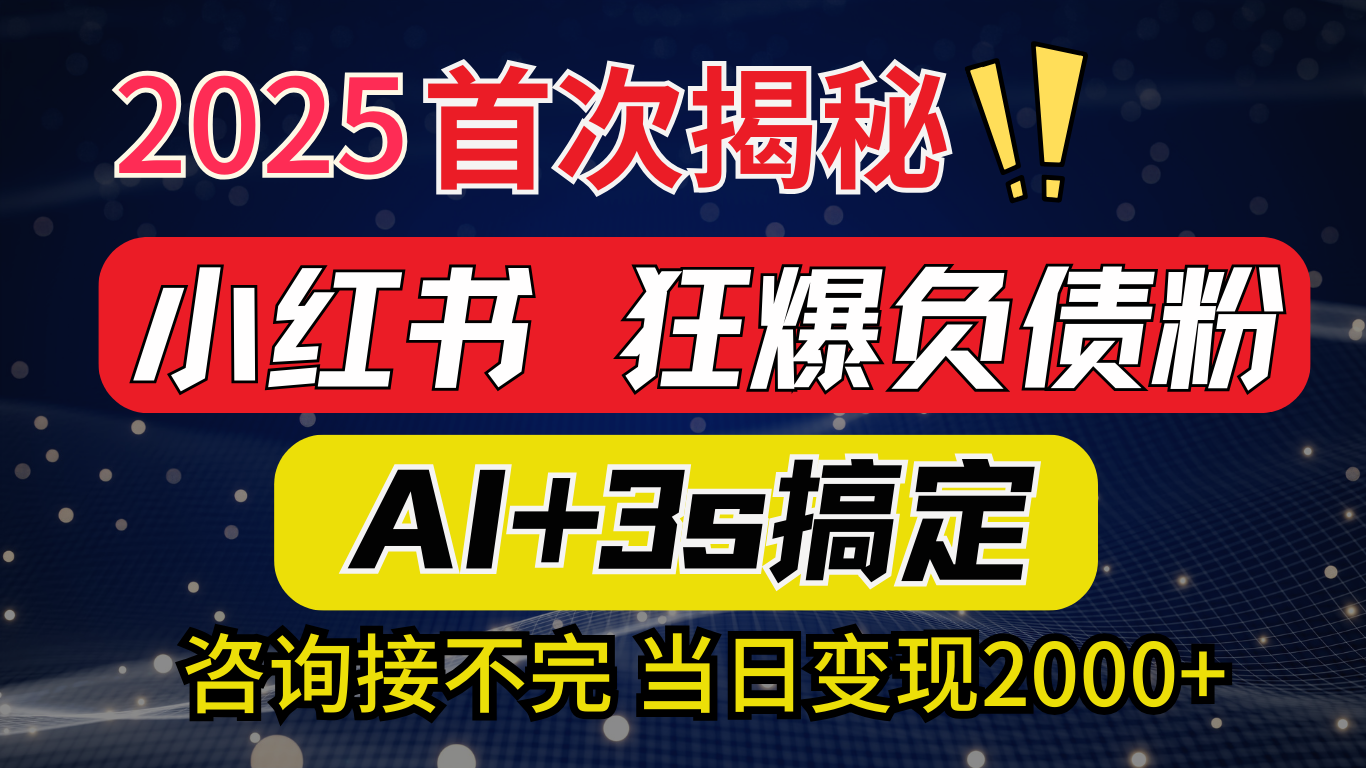 2025引流天花板：最新小红书狂暴负债粉思路，咨询接不断，当日入2000+-千图副业网