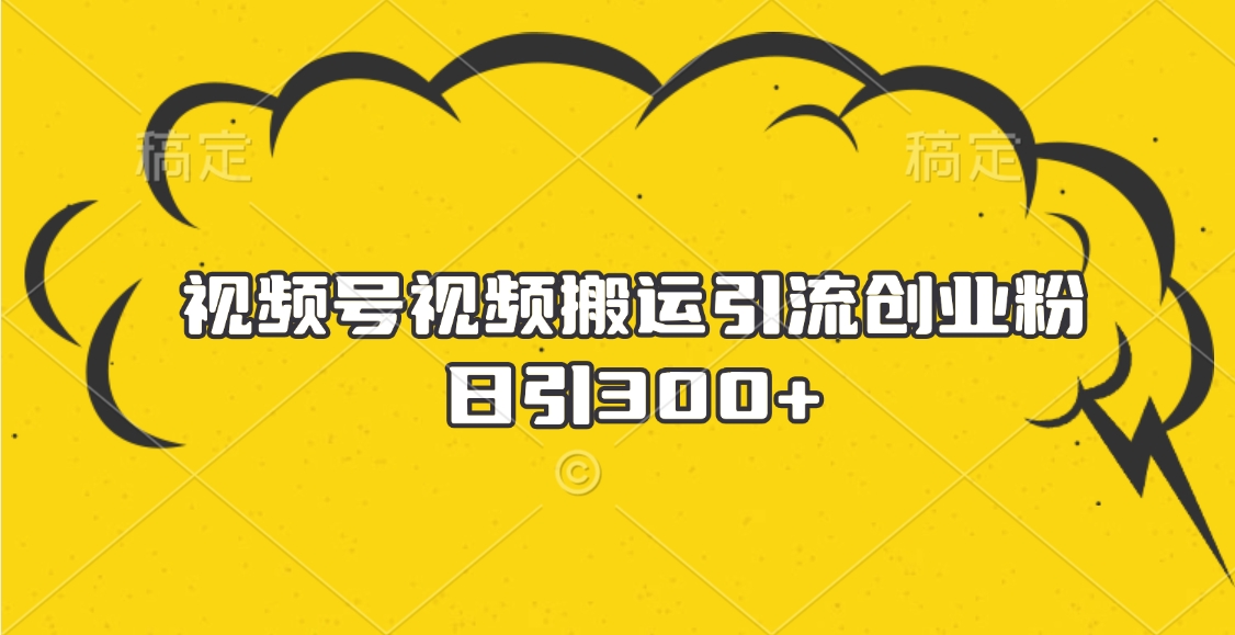 视频号视频搬运引流创业粉，日引300+-千图副业网