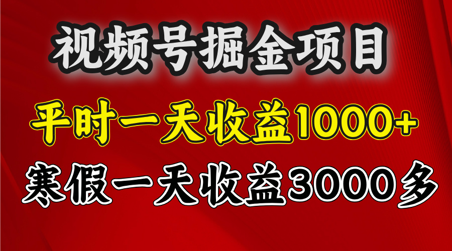 视频号掘金项目，寒假一天收益3000多-千图副业网