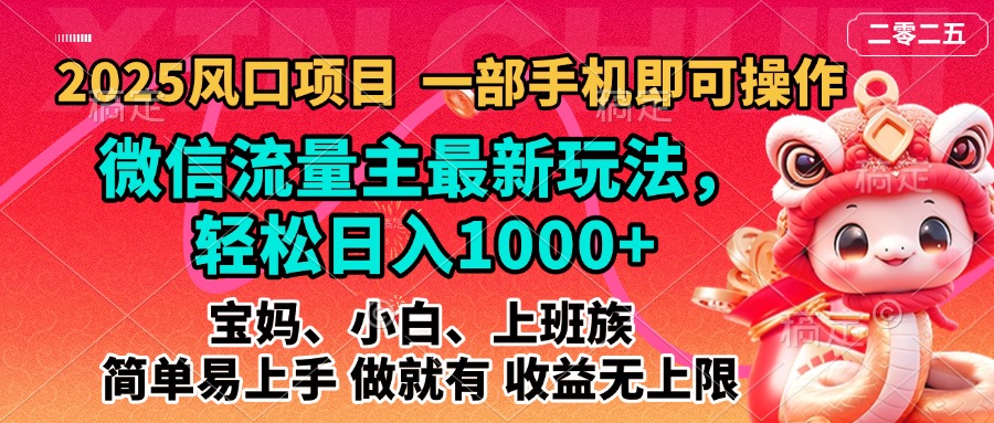 2025蓝海风口项目，微信流量主最新玩法，轻松日入1000+，简单易上手，做就有 收益无上限-千图副业网