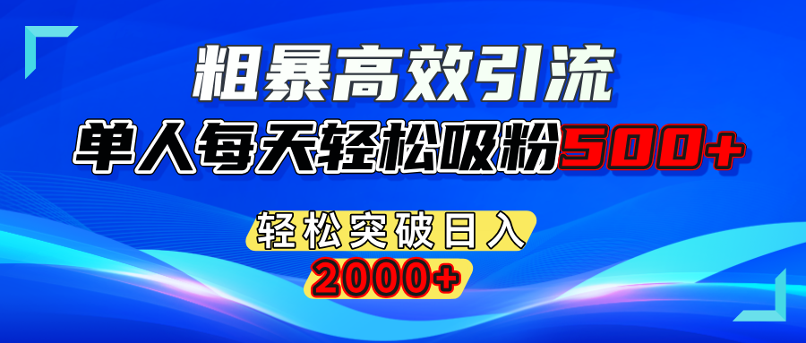 粗暴高效引流,单人每天轻松吸粉500+,轻松突破日入2000+-千图副业网