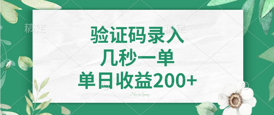 验证码录入，几秒一单，单日收益200+-千图副业网