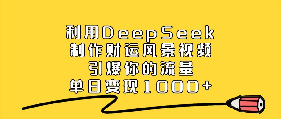 利用DeepSeek制作财运风景视频，引爆你的流量，单日变现1000+-千图副业网